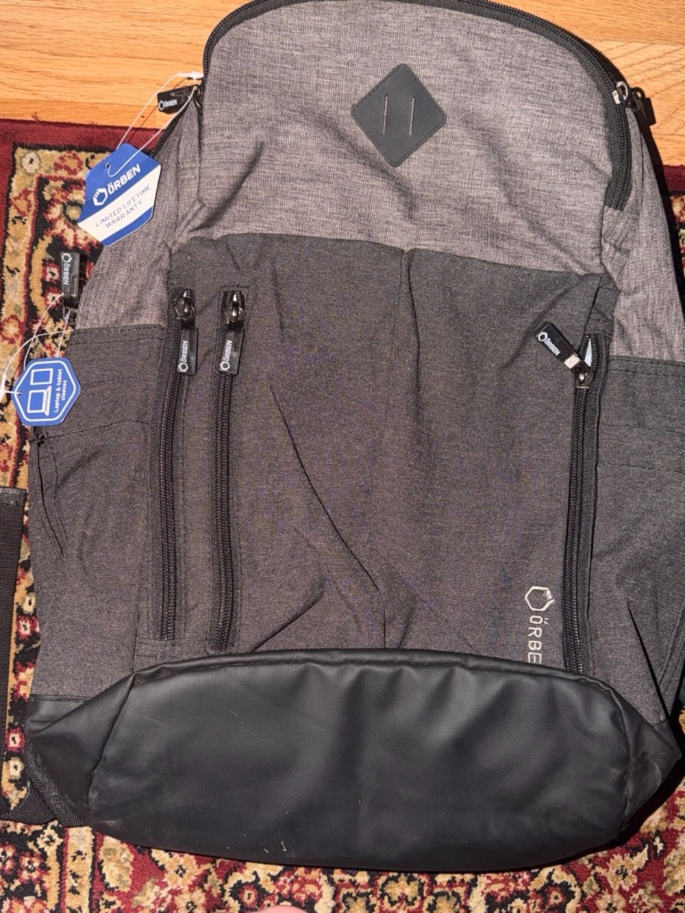 ORBEN Gray Travel Backpack with Black Base